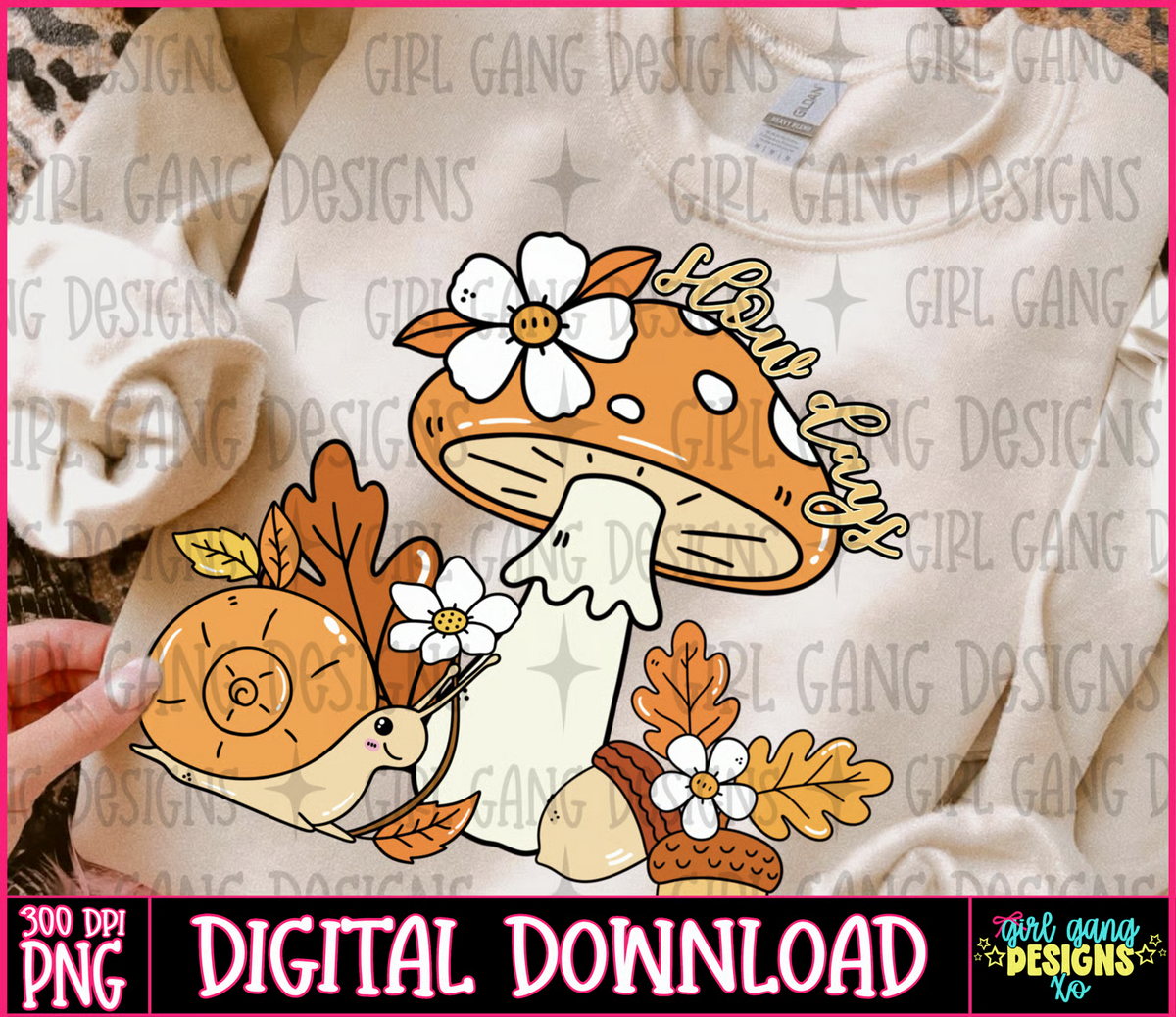 Slow days png mushroom fall snail design