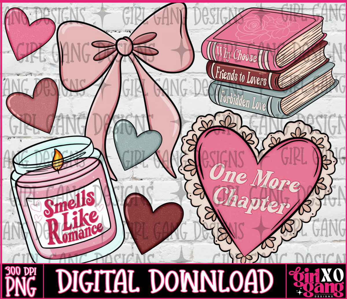 Bookish romance Clipart bundle | hand drawn
