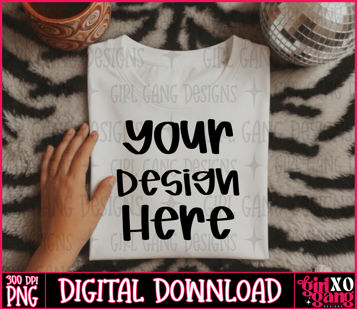 White no brand tshirt blank Mock up | hand mock zebra print