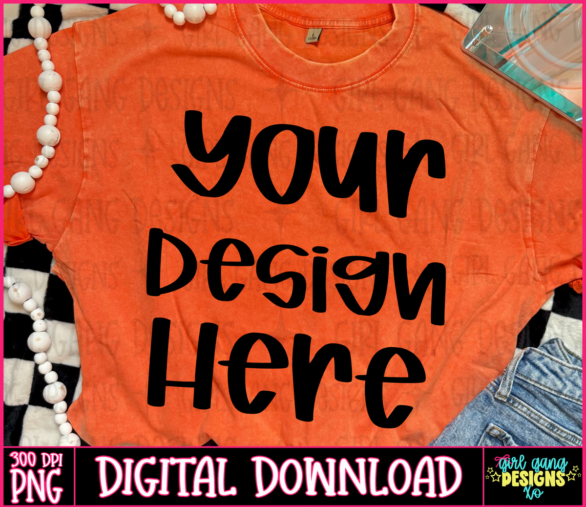 Pure orange oversized tshirt blank Mock up | irl mock up image