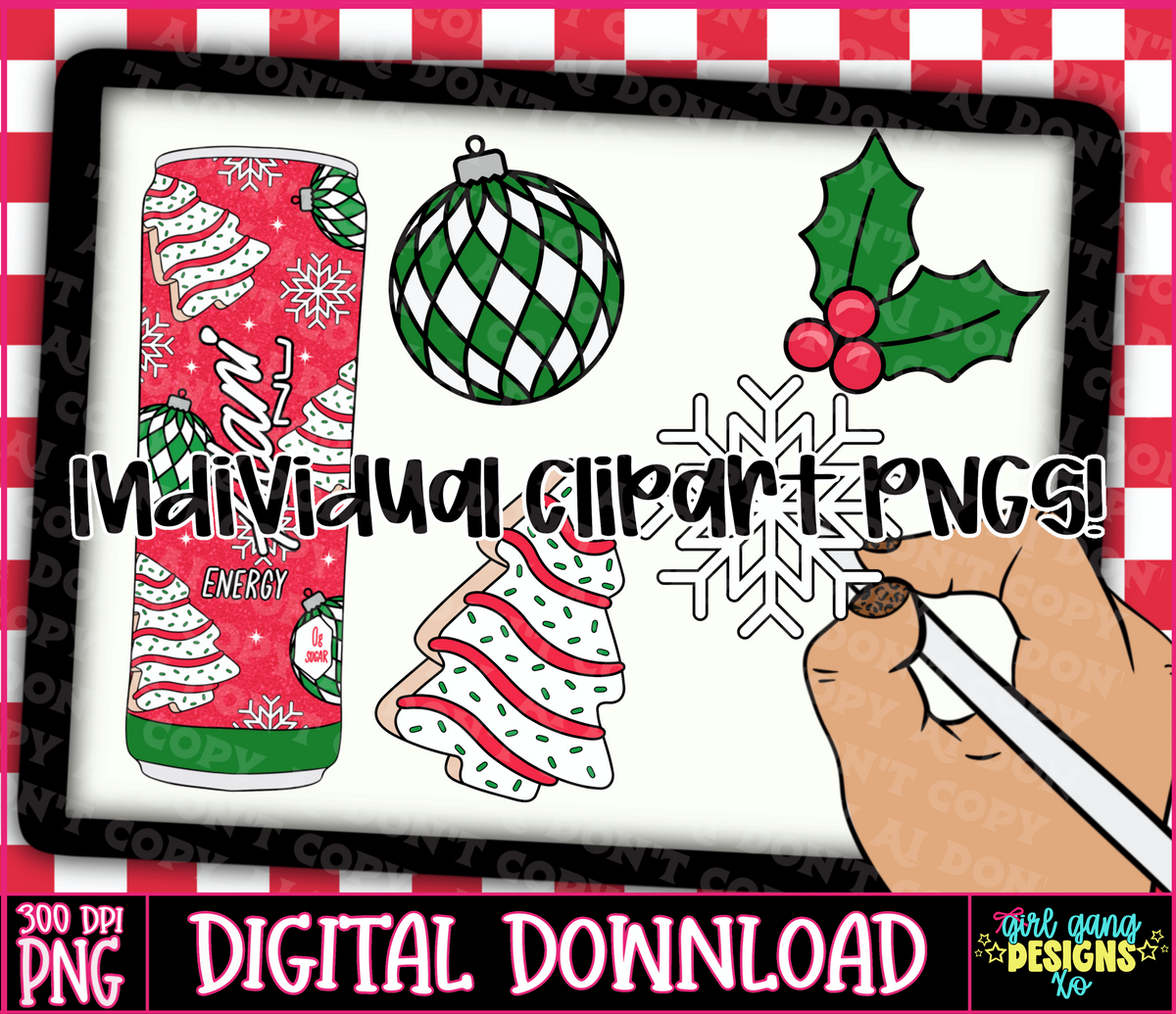Energy drink Christmas cake clipart bundle png