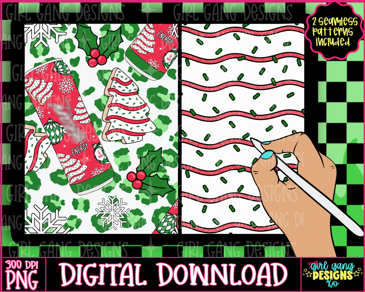 Christmas cake energy seamless pattern with coord
