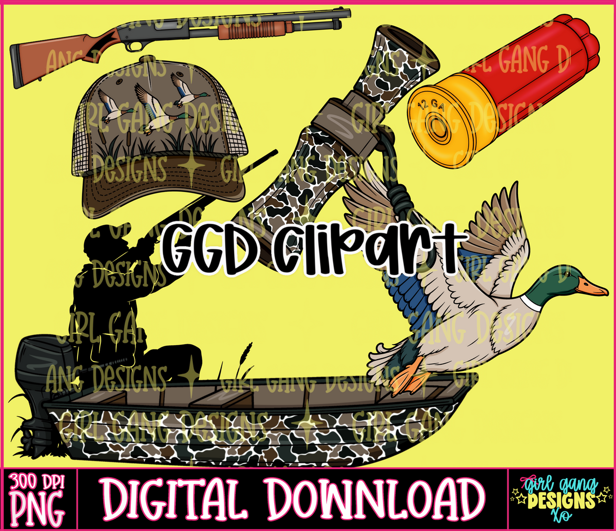Duck Hunting clipart set PNGs