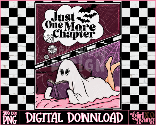 Just one more Chapter png | ghost bookish Halloween design