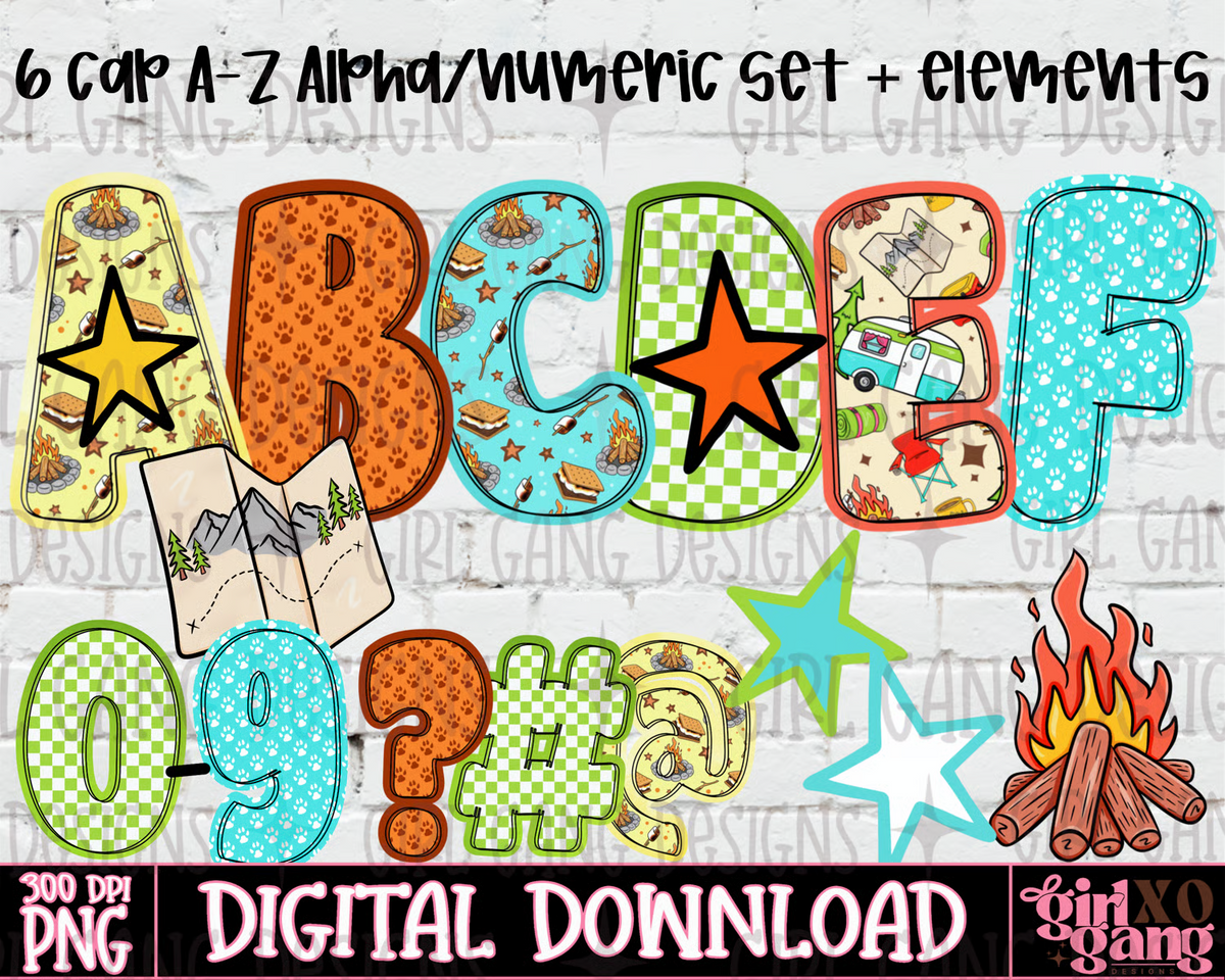 Camping alpha set plus elements png, bubble alpha campfire set