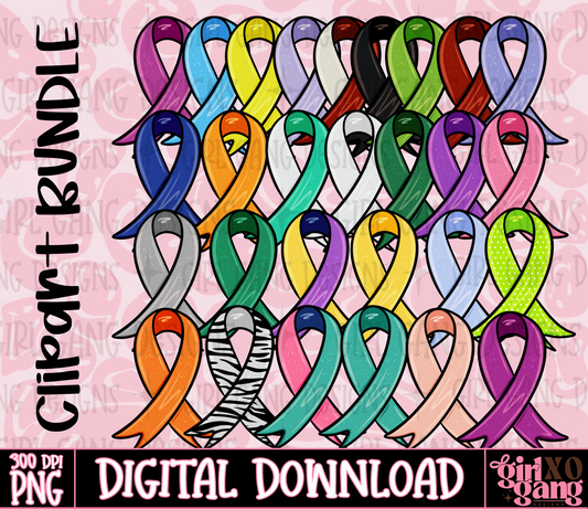 Cancer awareness ribbons clipart png hand drawn