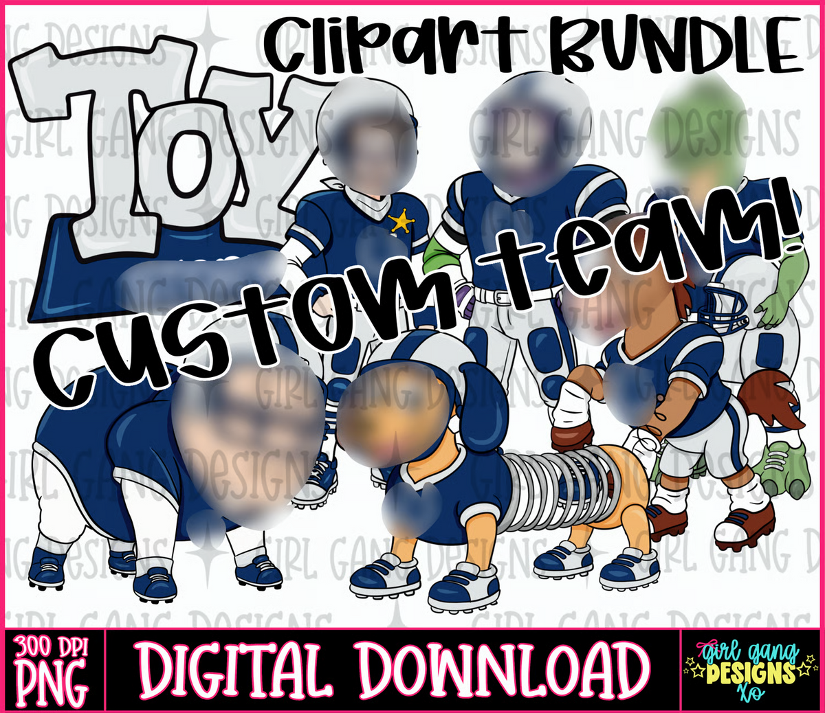 Custom football sports team toy Clipart bundle