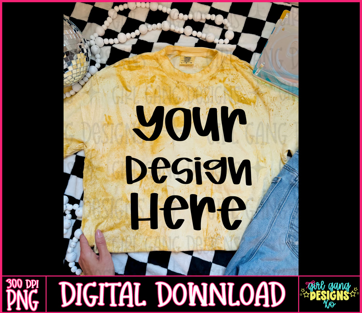 Colorblast yellow oversized comfort colors  tshirt blank Mock up | 3 irl mock up images included