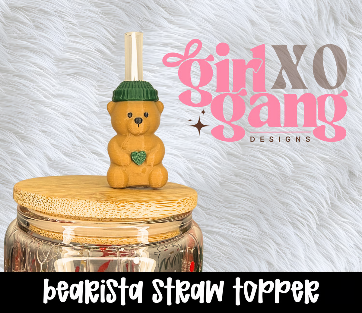 Bearista straw topper | cup accessories 3d printed