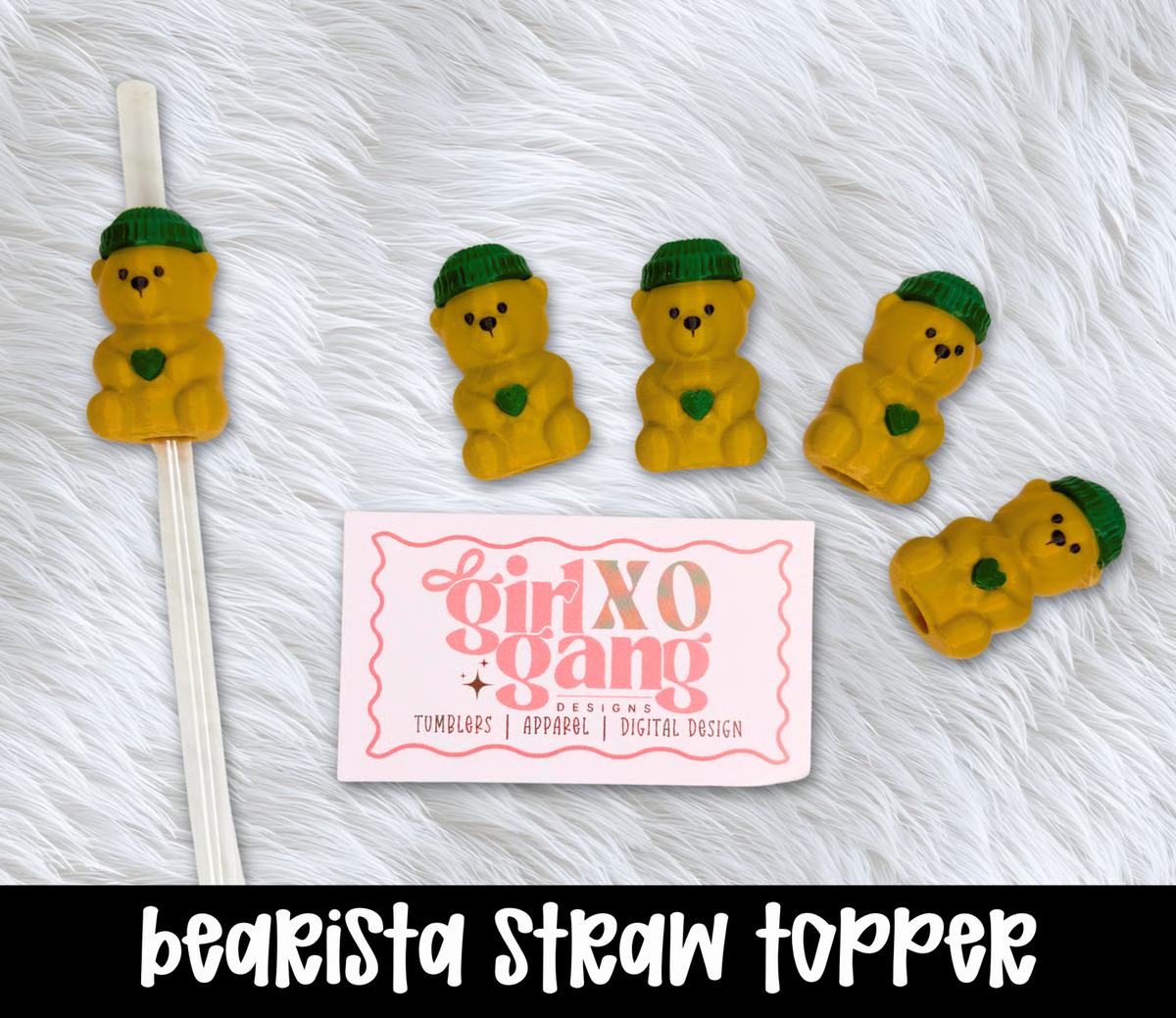 Bearista straw topper | cup accessories 3d printed