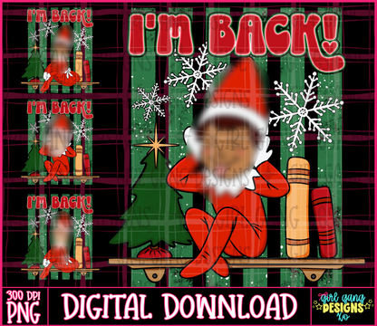 I’m back png elf design | Christmas elf girl and boy plus two skin tones included