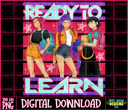 Ready to learn purple demon girls png | school kids pop design