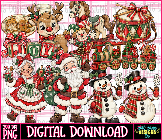 Vintage Christmas clipart bundle | vintage Christmas toys Santa Claus etc