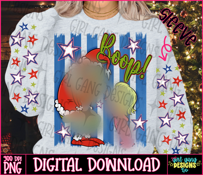 Boop green man png design with sleeve | stripes stars pink blue green