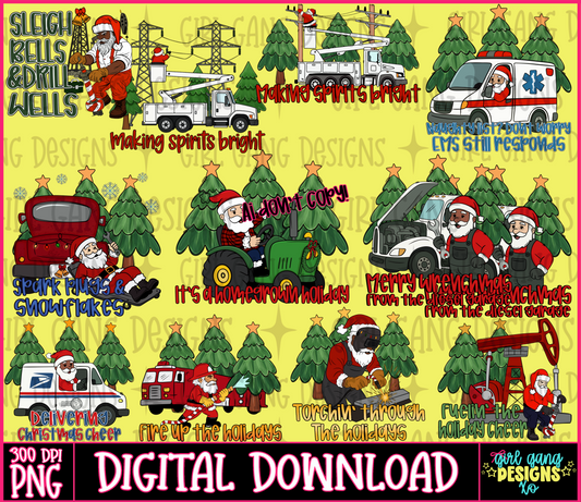 Occupation Santa png | blue collar Santa, postal worker, oilfield, lineman, firefighter etc| customs open!
