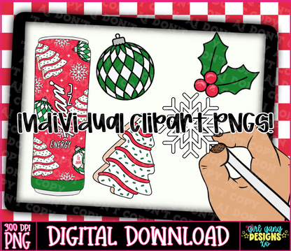 Energy drink Christmas cake clipart bundle png