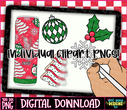 Energy drink Christmas cake clipart bundle png
