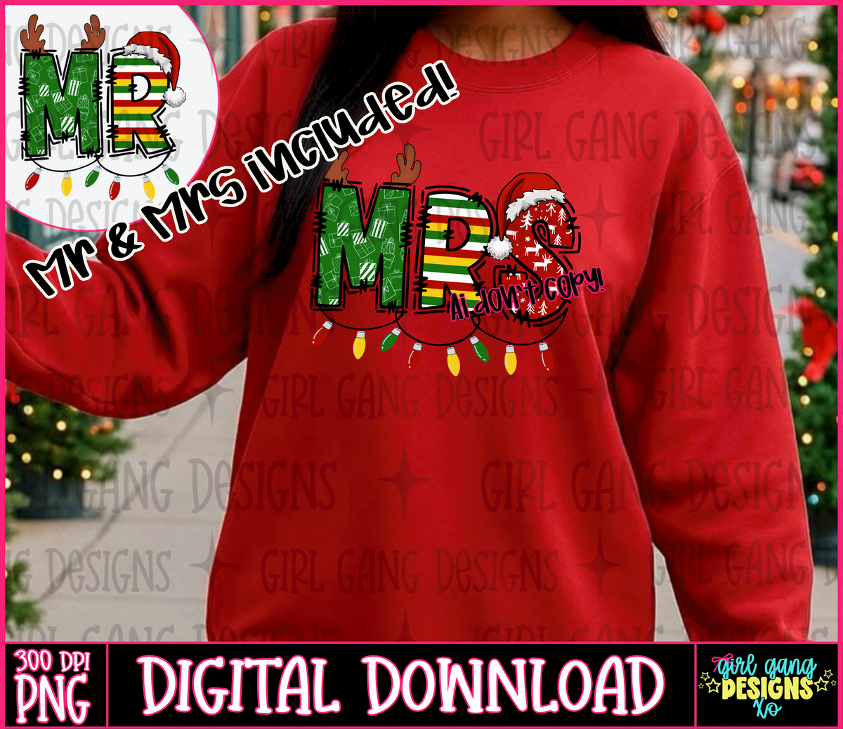 Mr and Mrs Christmas png | couple shirts husband wife holiday