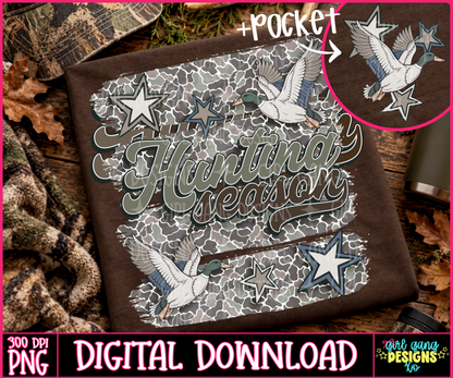 Duck hunting season png back and pocket design