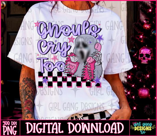 ghouls cry too pink purple halloween scary movie png digital download