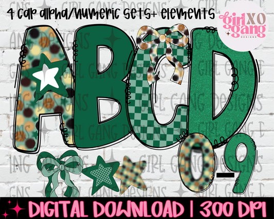 GS Cookies Alpha set and clipart | 4 Alpha/numeric sets plus elements
